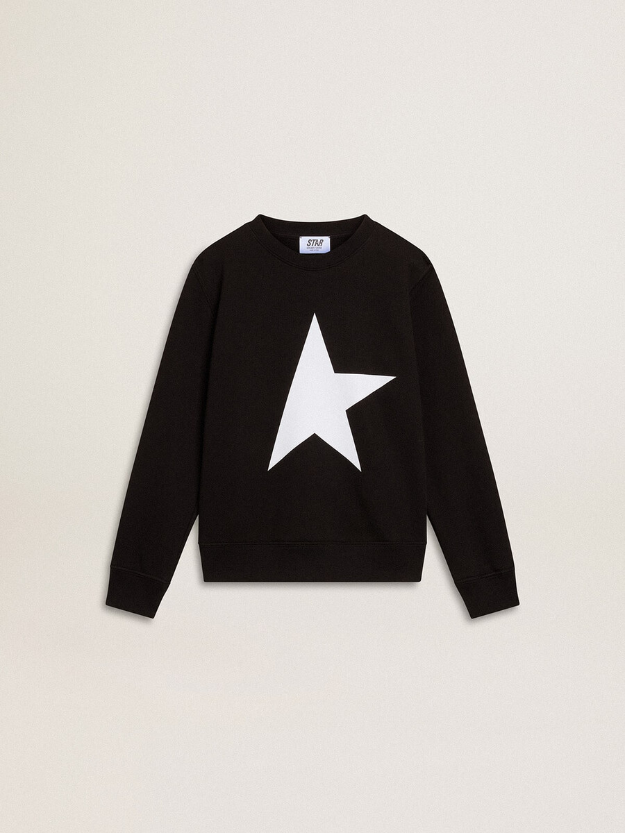 schwarzes sweatshirt für jungen mit weißem maxi-stern auf der vorderseite