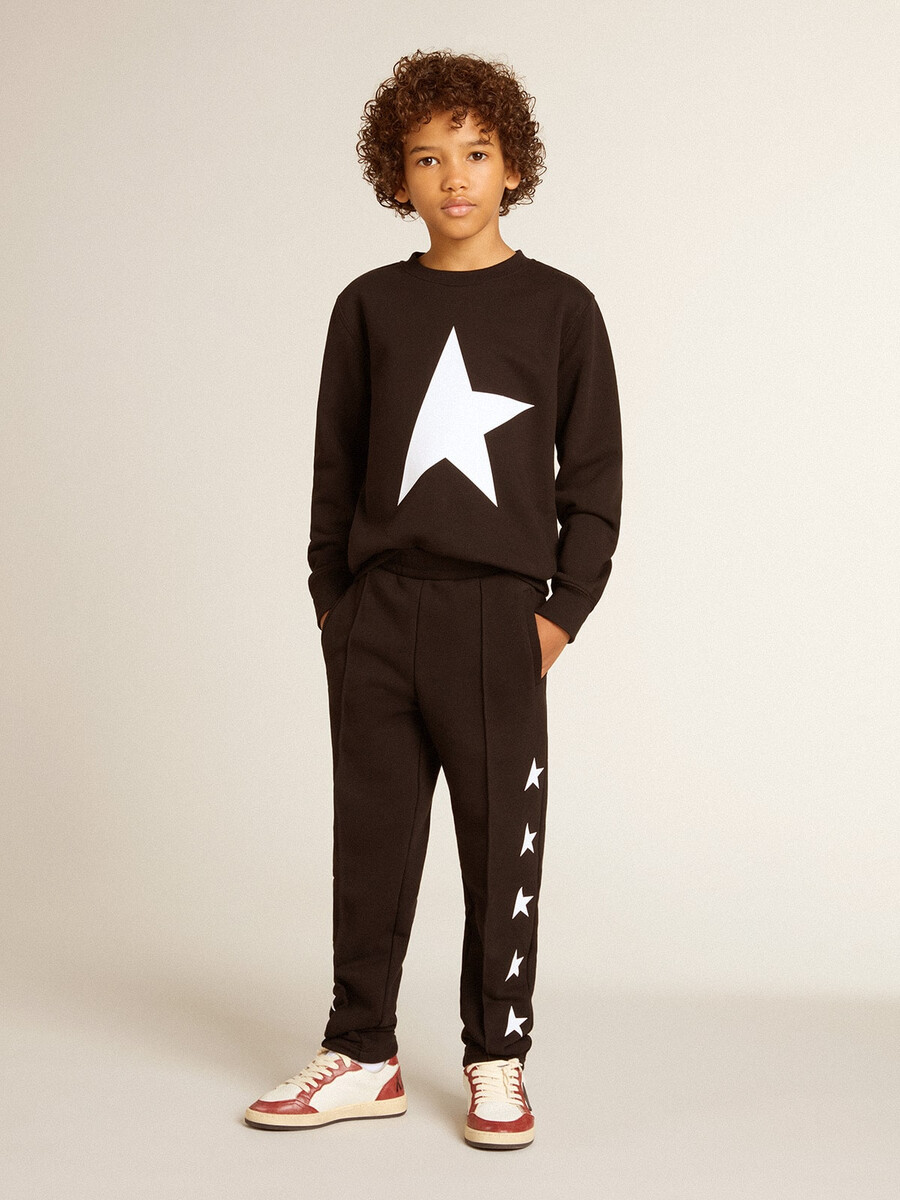 schwarzes sweatshirt für jungen mit weißem maxi-stern auf der vorderseite