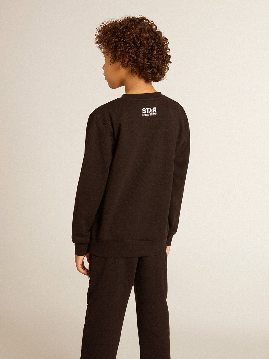 schwarzes sweatshirt für jungen mit weißem maxi-stern auf der vorderseite