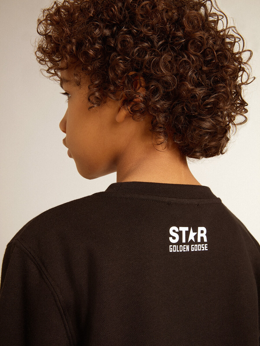 schwarzes sweatshirt für jungen mit weißem maxi-stern auf der vorderseite