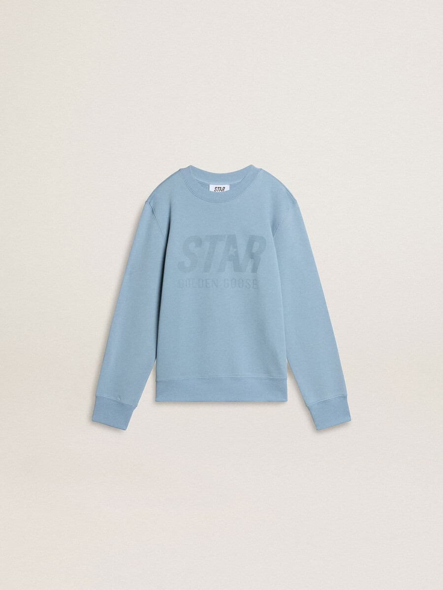hellblaues sweatshirt für jungen mit schriftzug auf der vorderseite