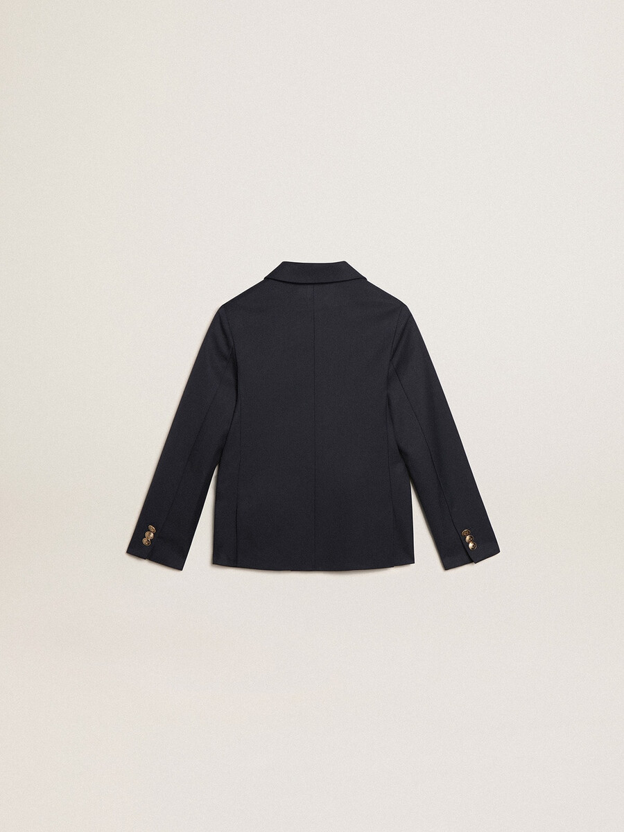 dunkelblauer zweireihiger blazer mit knöpfen für jungen