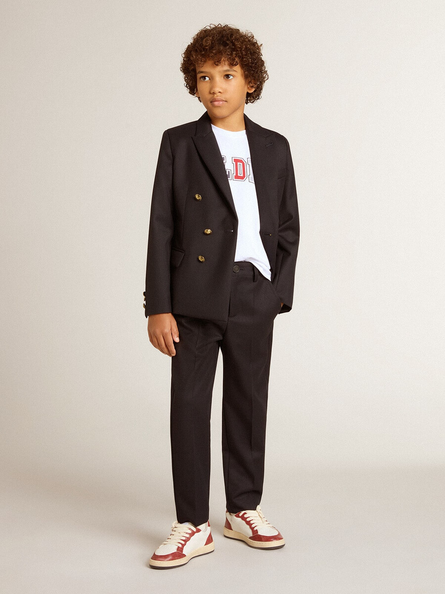 dunkelblauer zweireihiger blazer für jungen