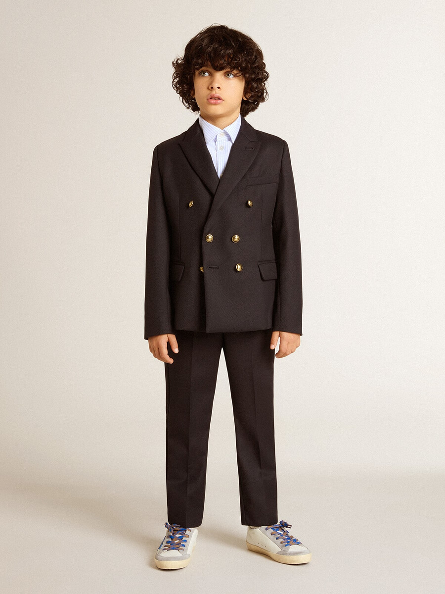 dunkelblauer zweireihiger blazer für jungen