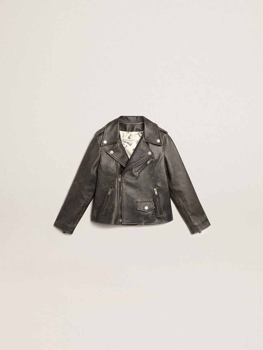 bikerjacke für jungen aus used-leder