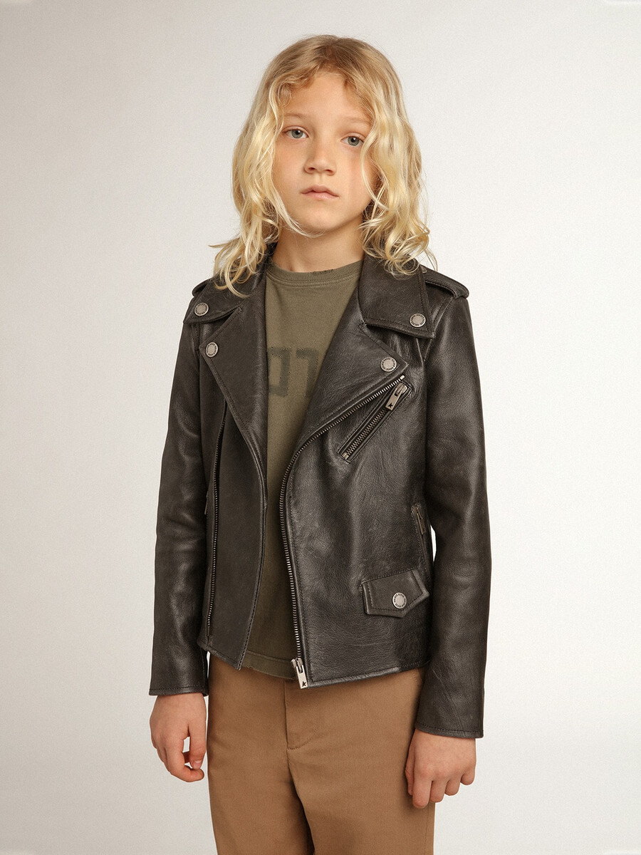 bikerjacke für jungen aus used-leder