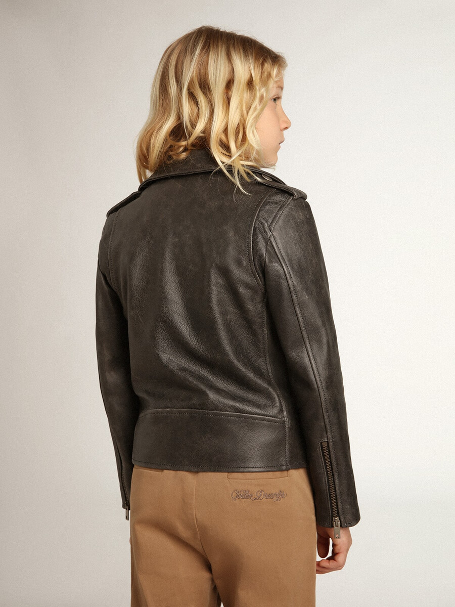 bikerjacke für jungen aus used-leder