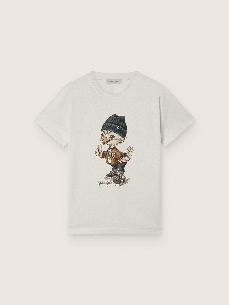 journey t-shirt für jungen aus weißem baumwolljersey mit digitalem maskottchen-print