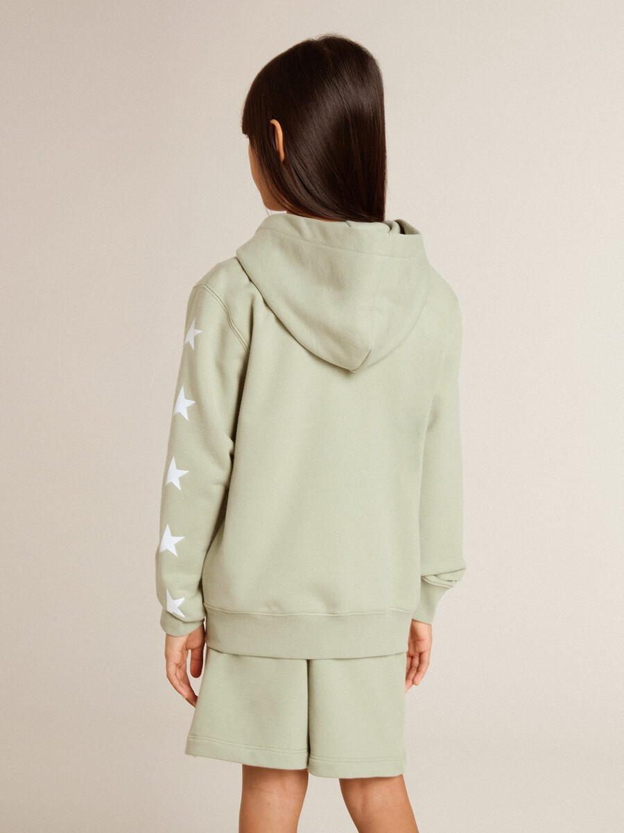 hellgrünes sweatshirt mit reißverschluss
