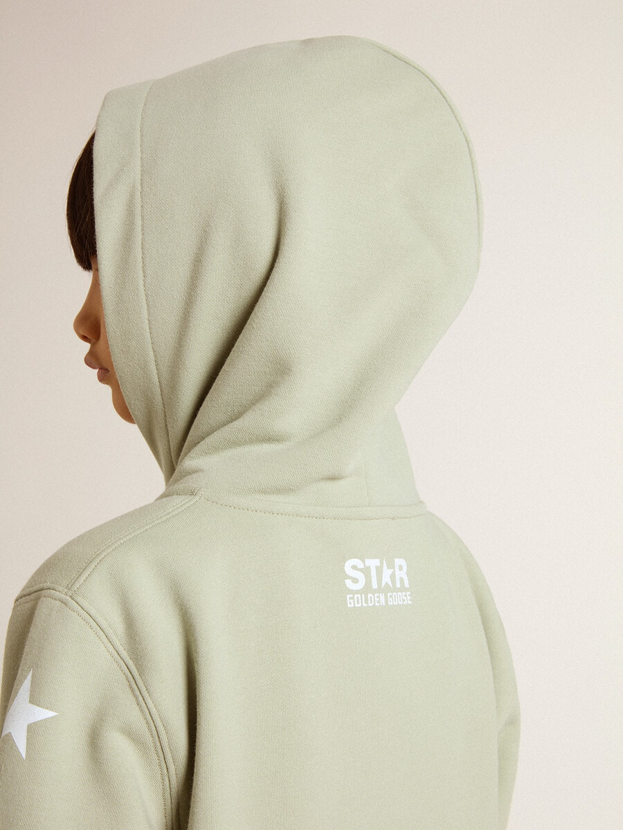 hellgrünes sweatshirt mit reißverschluss