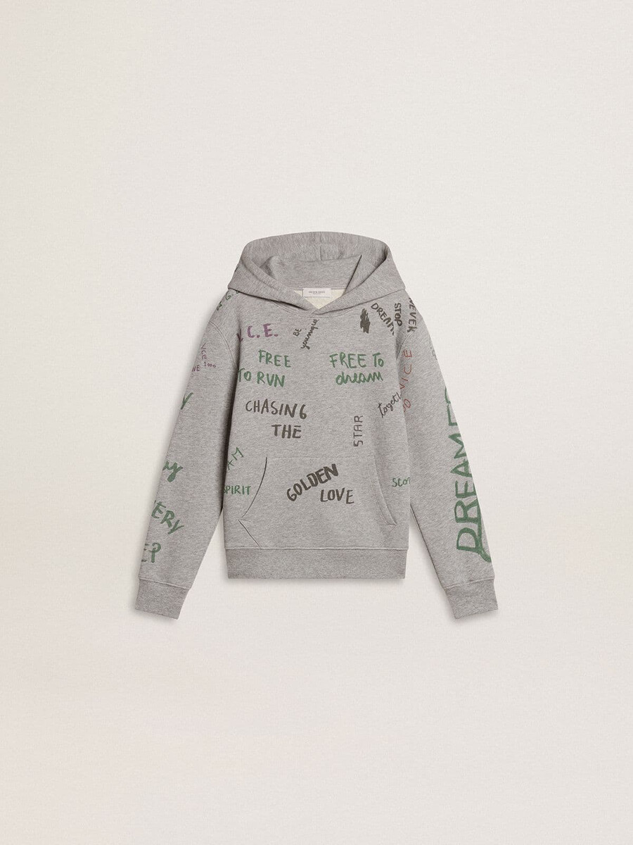 graues kinder-sweatshirt mit mehrfarbigem aufdruck