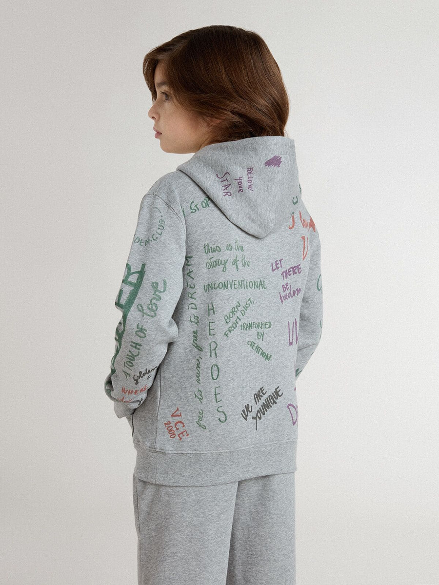 graues kinder-sweatshirt mit mehrfarbigem aufdruck