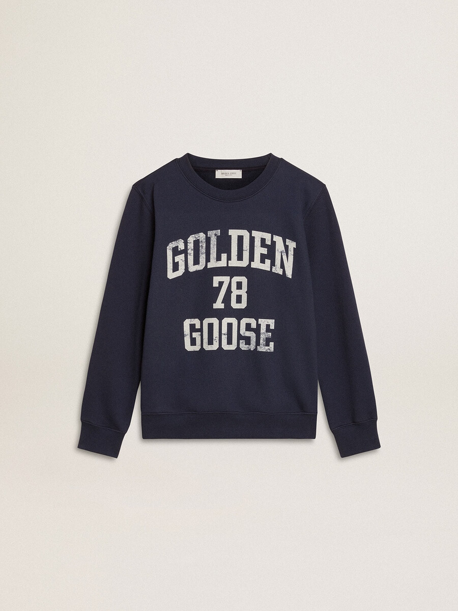 dunkelblaues sweatshirt für jungen mit weißem aufdruck