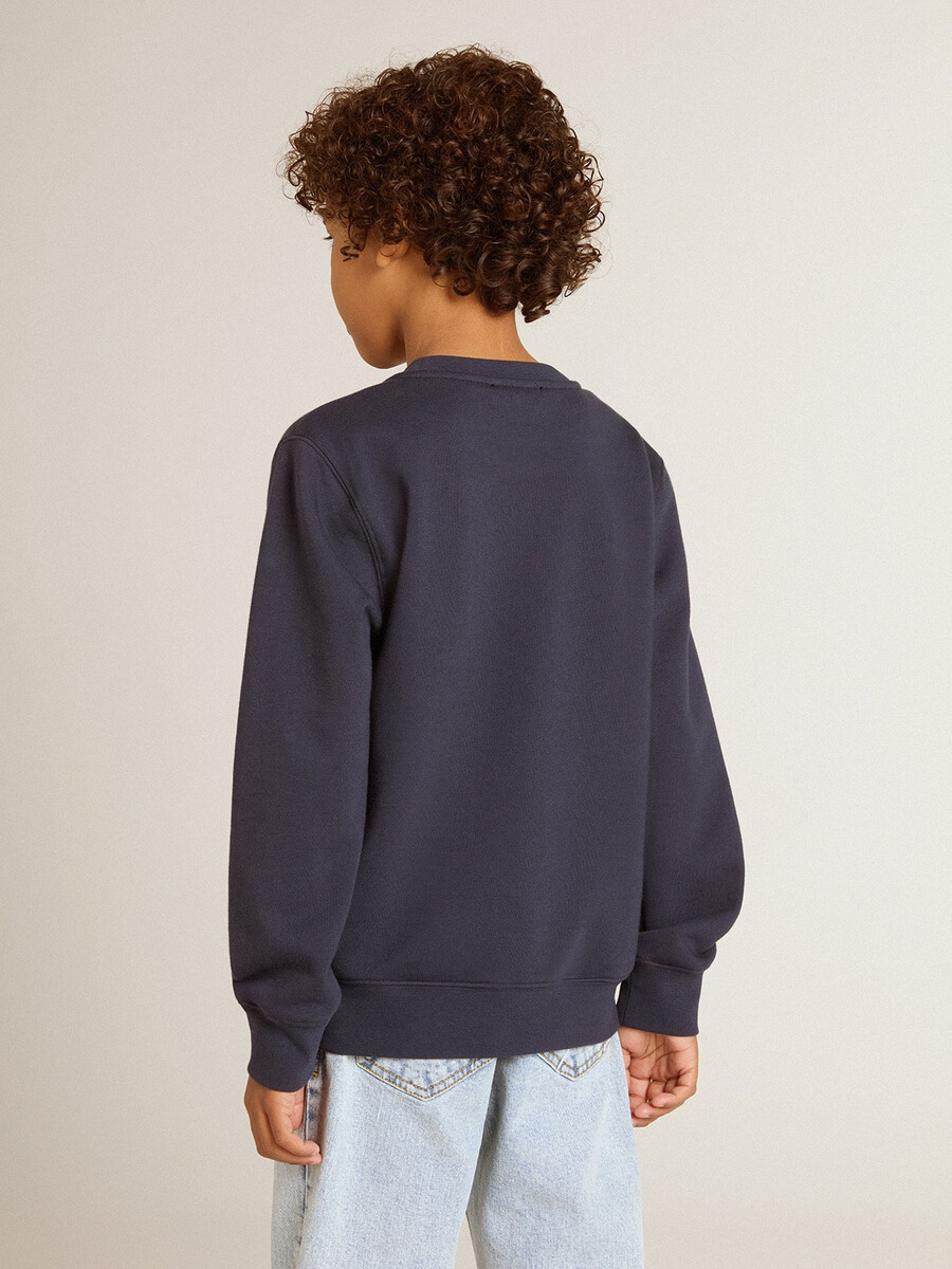 dunkelblaues sweatshirt für jungen mit weißem aufdruck