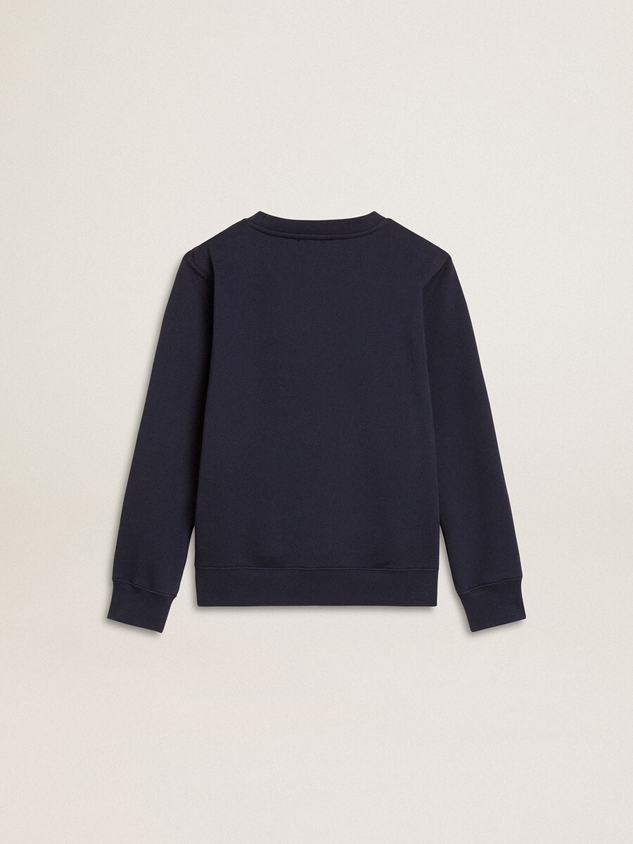 dunkelblaues sweatshirt für jungen mit weißem aufdruck
