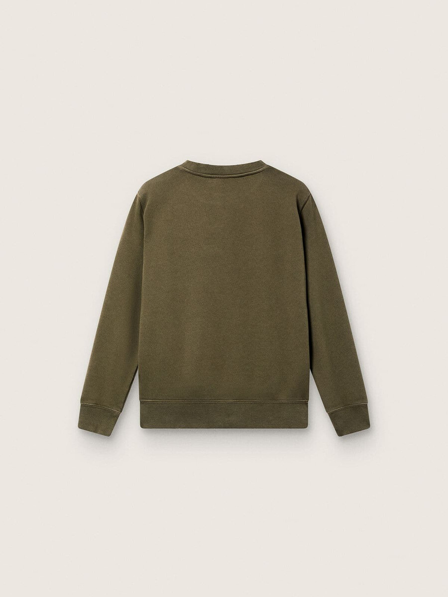 goldener unisex-sweatshirt aus militärgrüner baumwolle mit umgekehrtem logo