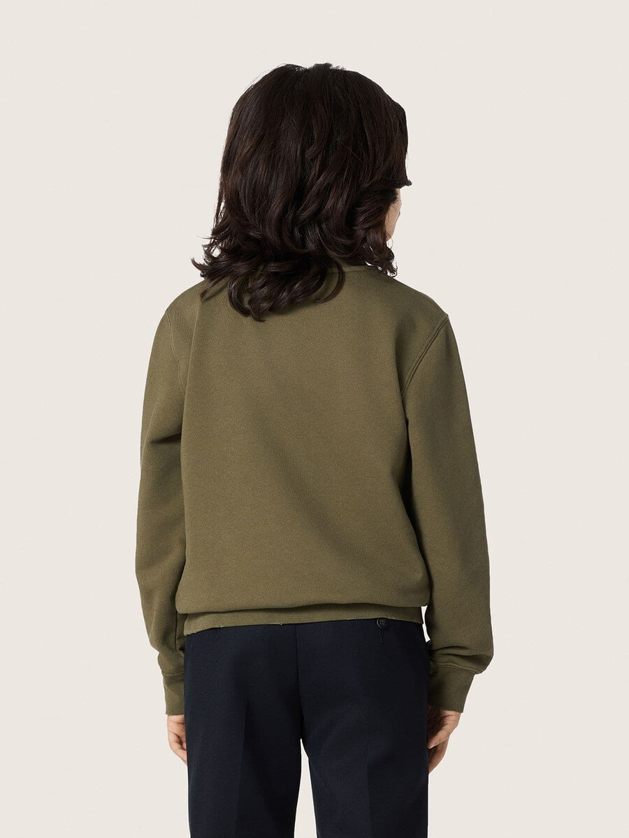 goldener unisex-sweatshirt aus militärgrüner baumwolle mit umgekehrtem logo