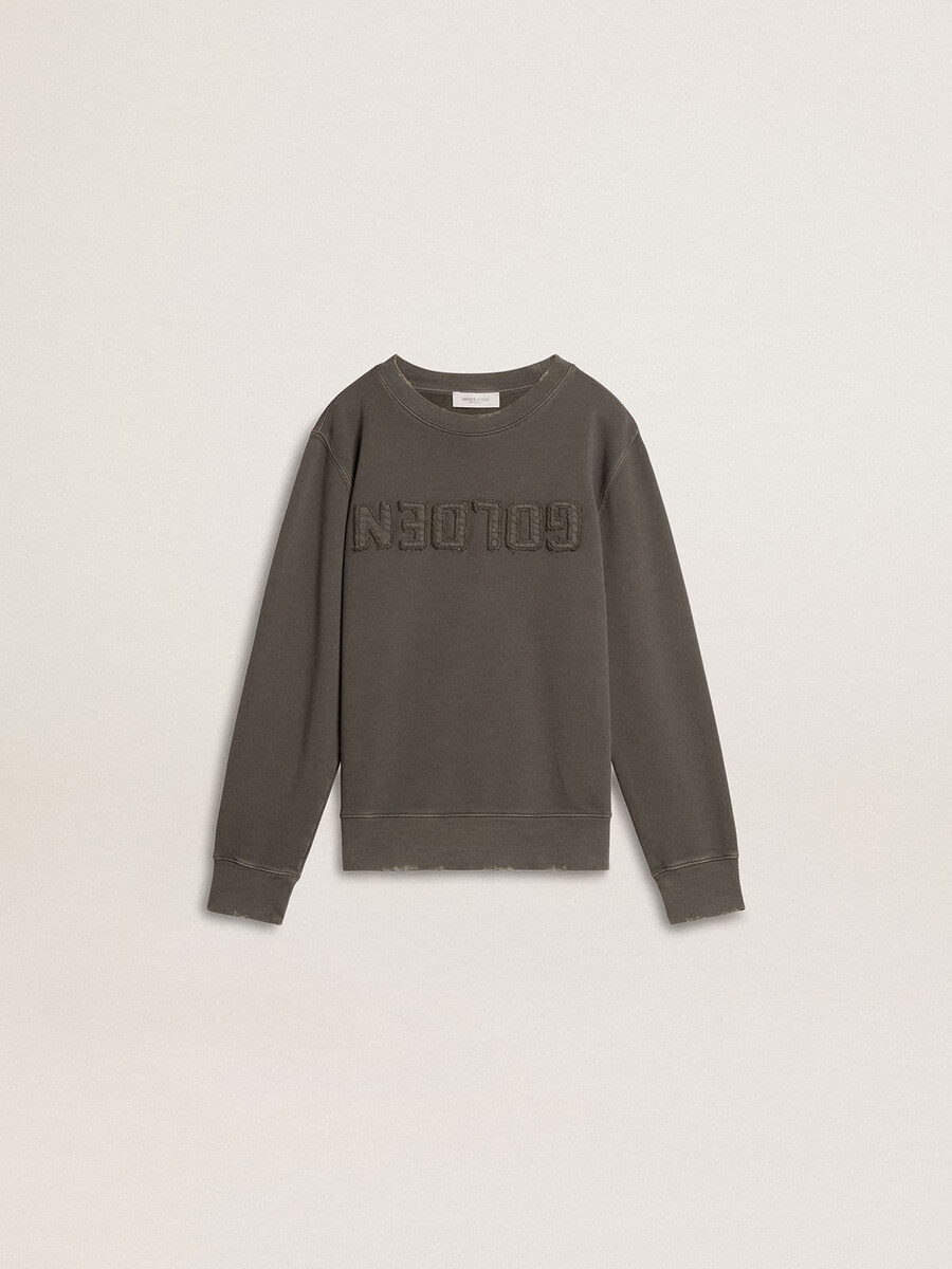 graues kinder-sweatshirt mit erhabenem logo