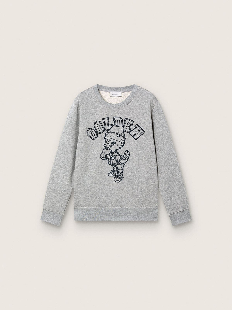 journey-sweatshirt mit rundhalsausschnitt für jungen aus grau-melierter baumwolle mit maskottchen-print