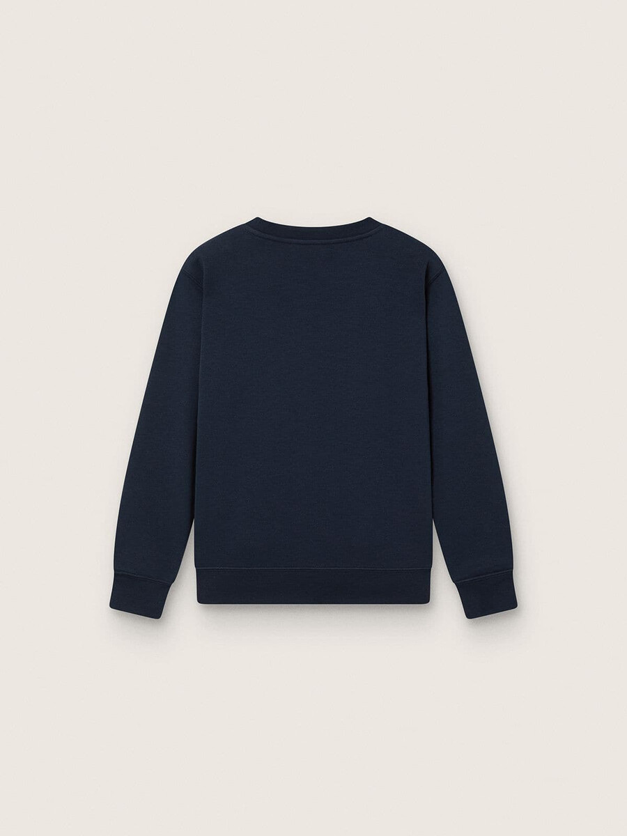 journey-sweatshirt mit rundhalsausschnitt für jungen aus marineblauer baumwolle mit maskottchen-print