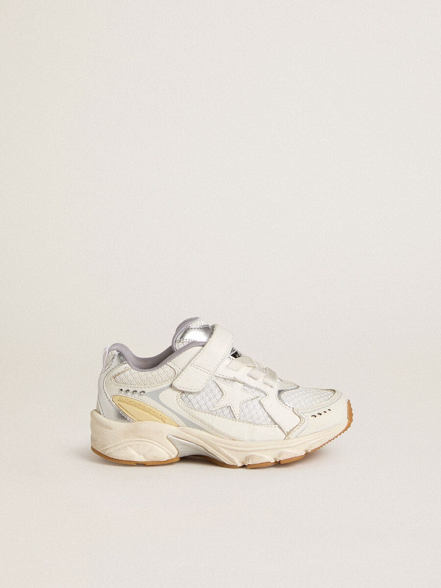 junior lightstar aus weißem leder und mesh mit weißem lederstern