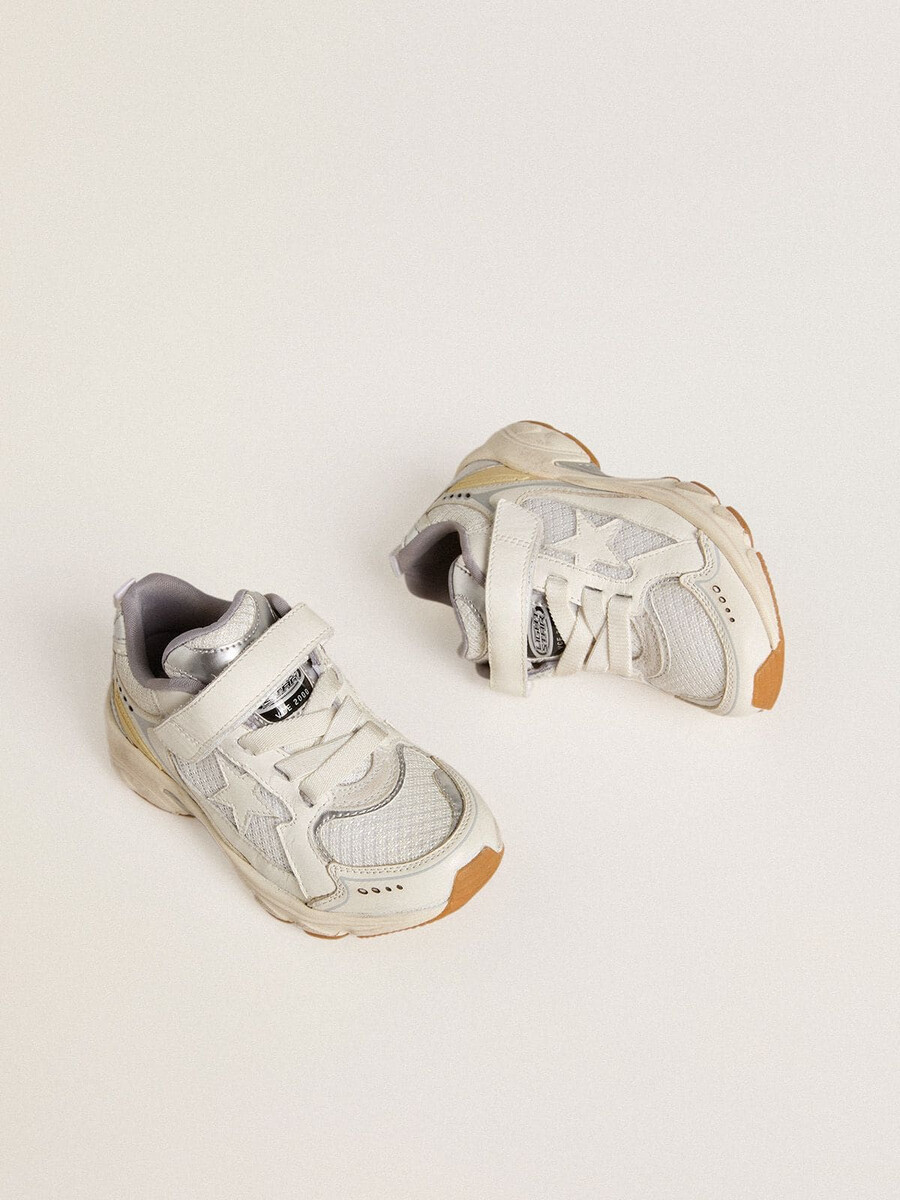 junior lightstar aus weißem leder und mesh mit weißem lederstern