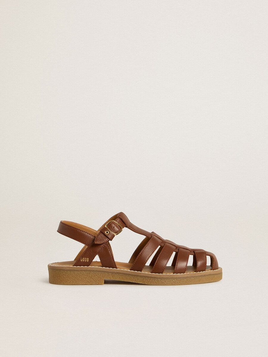 maxime young sandalen aus braunem leder