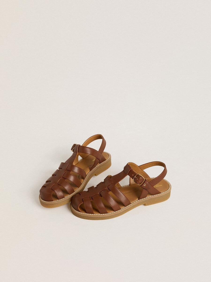 maxime young sandalen aus braunem leder