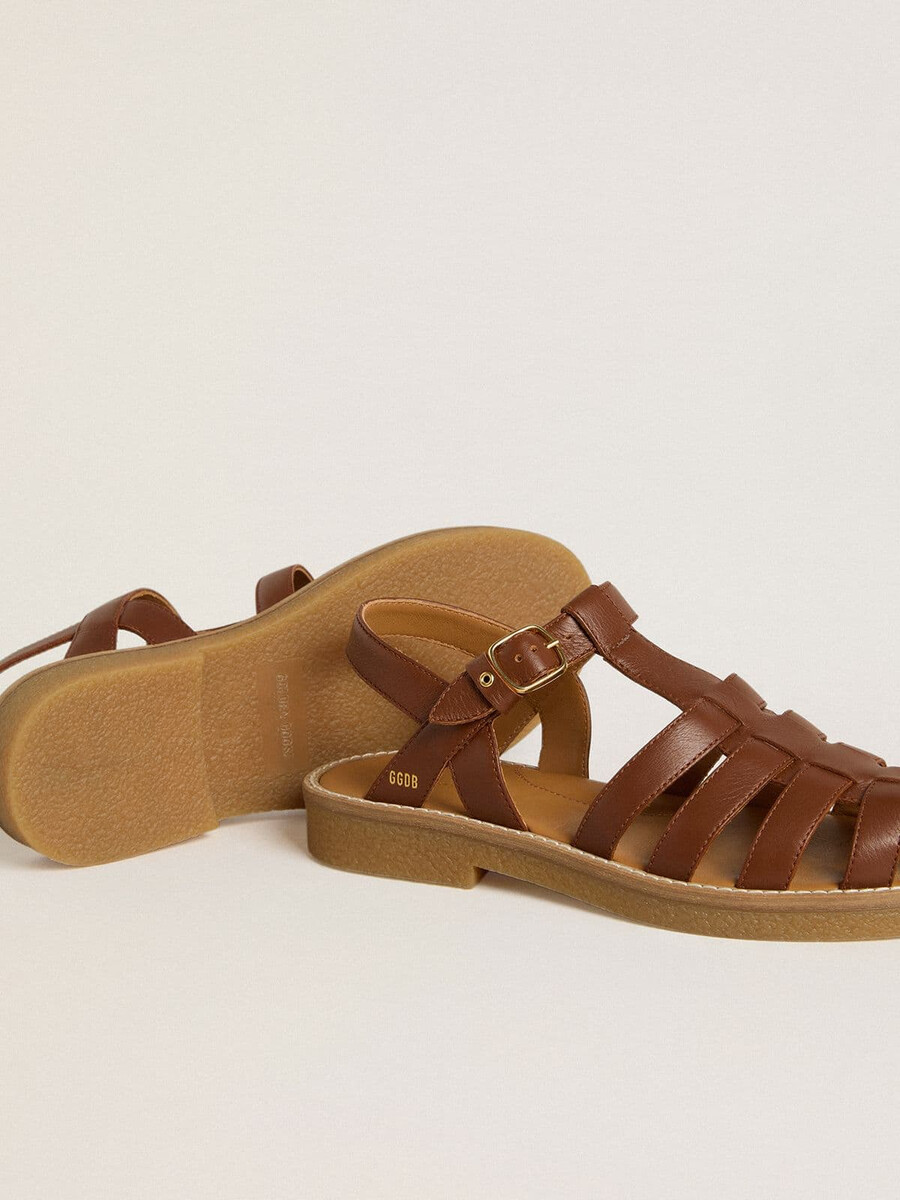 maxime young sandalen aus braunem leder