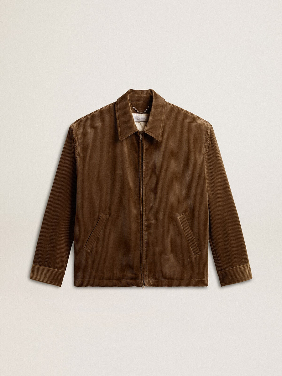 herren-cordjacke in olivgrün
