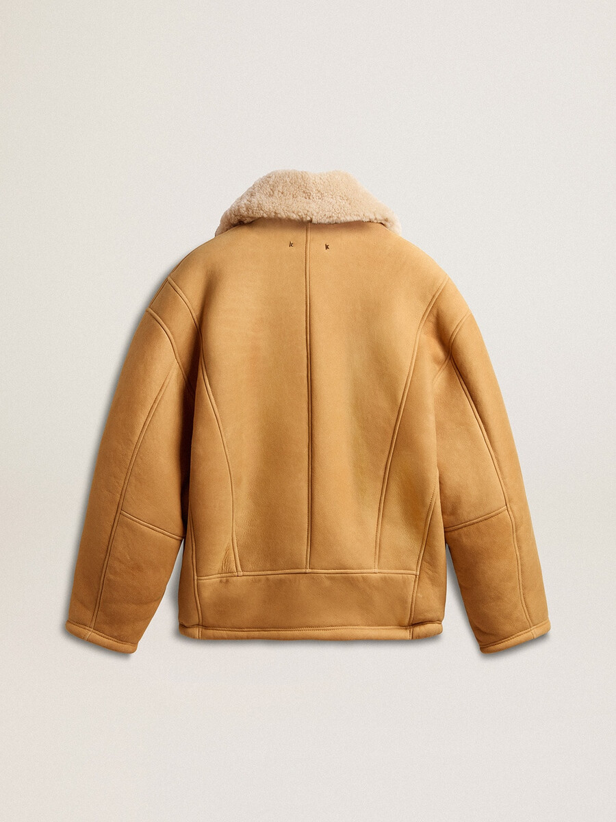 damen-lammfelljacke mit breitem lammfellkragen