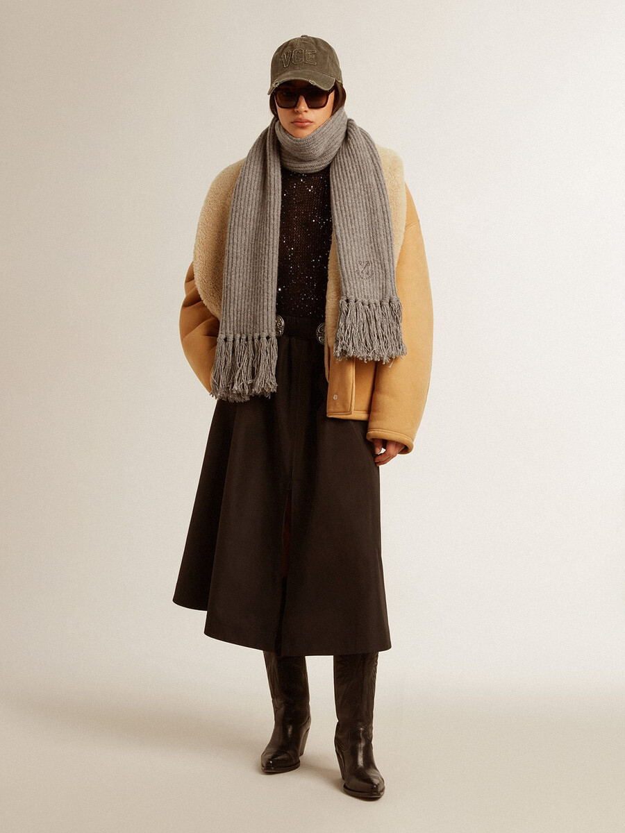 damen-lammfelljacke mit breitem lammfellkragen
