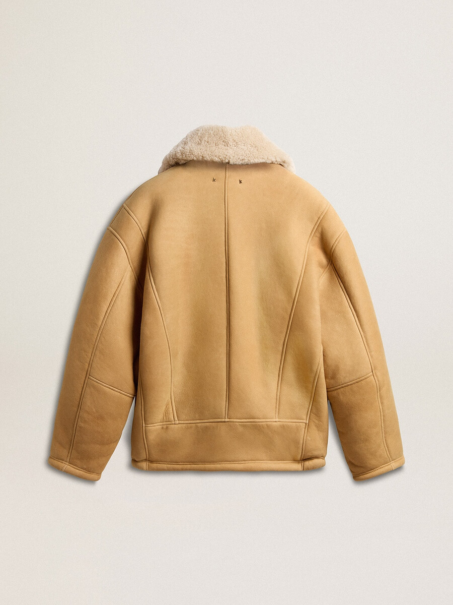 damen-lammfelljacke mit breitem lammfellkragen