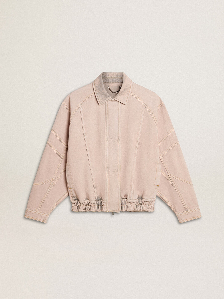 damen-bomberjacke aus pinkfarbenem denim