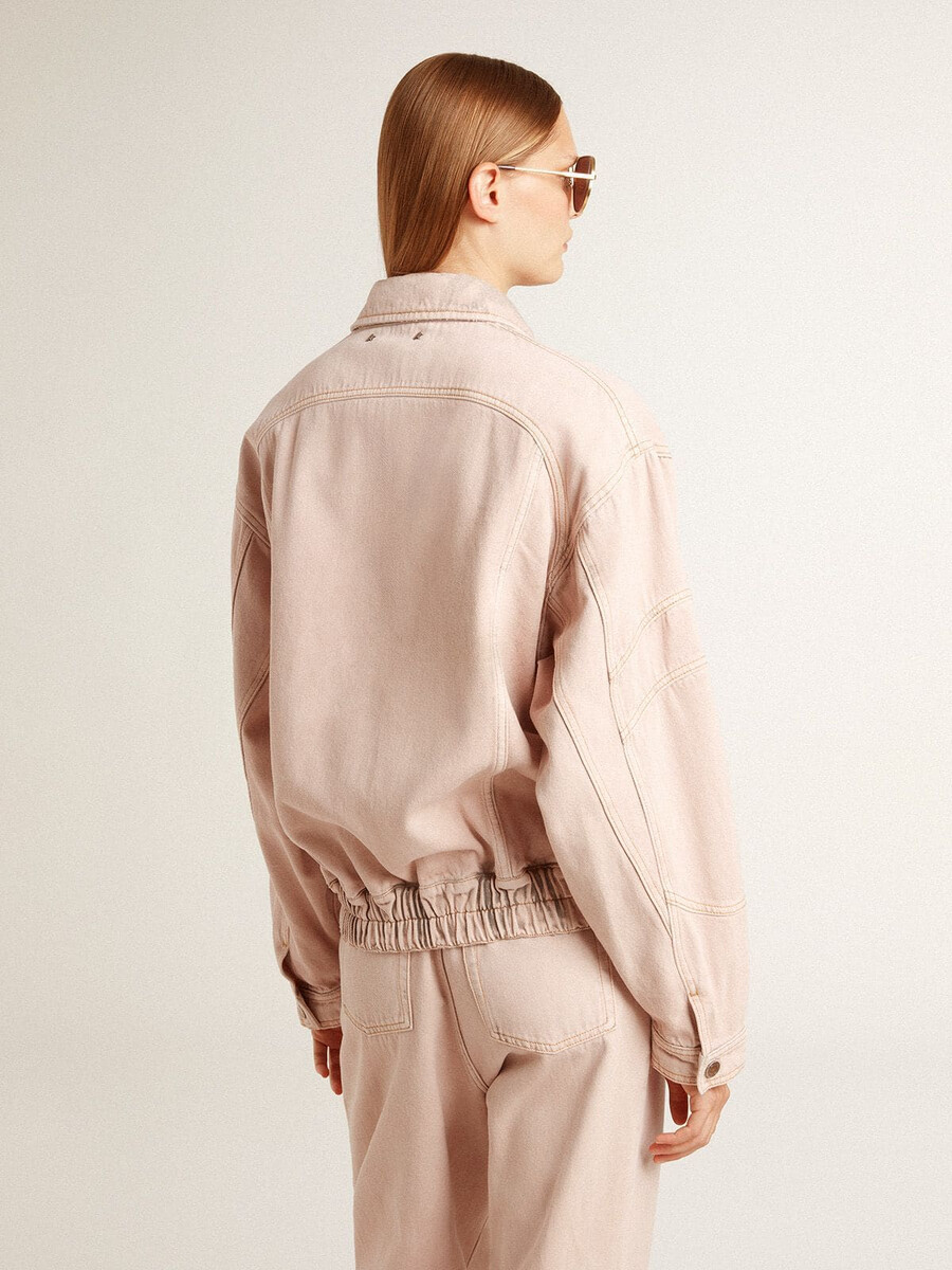 damen-bomberjacke aus pinkfarbenem denim