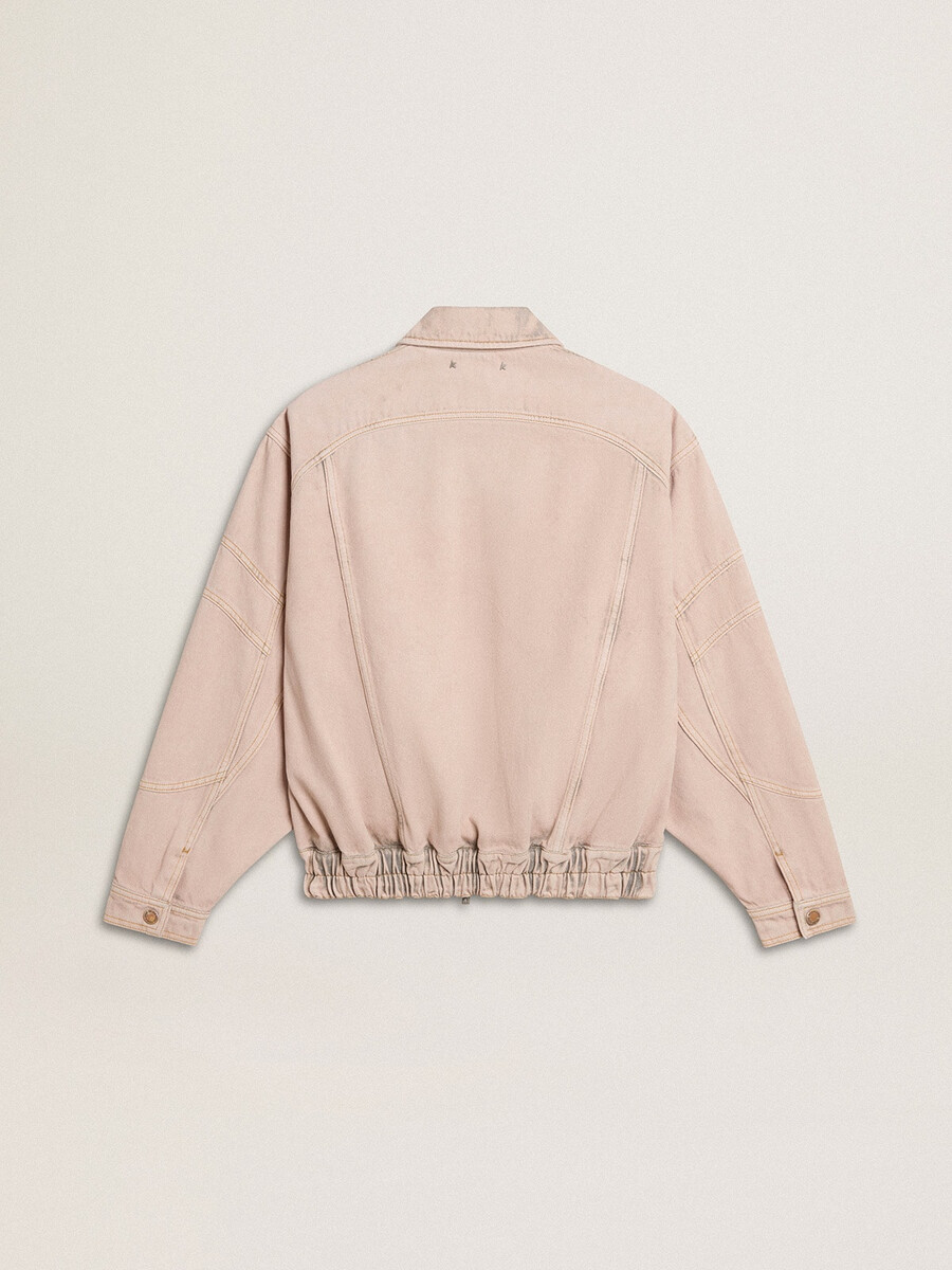 damen-bomberjacke aus pinkfarbenem denim