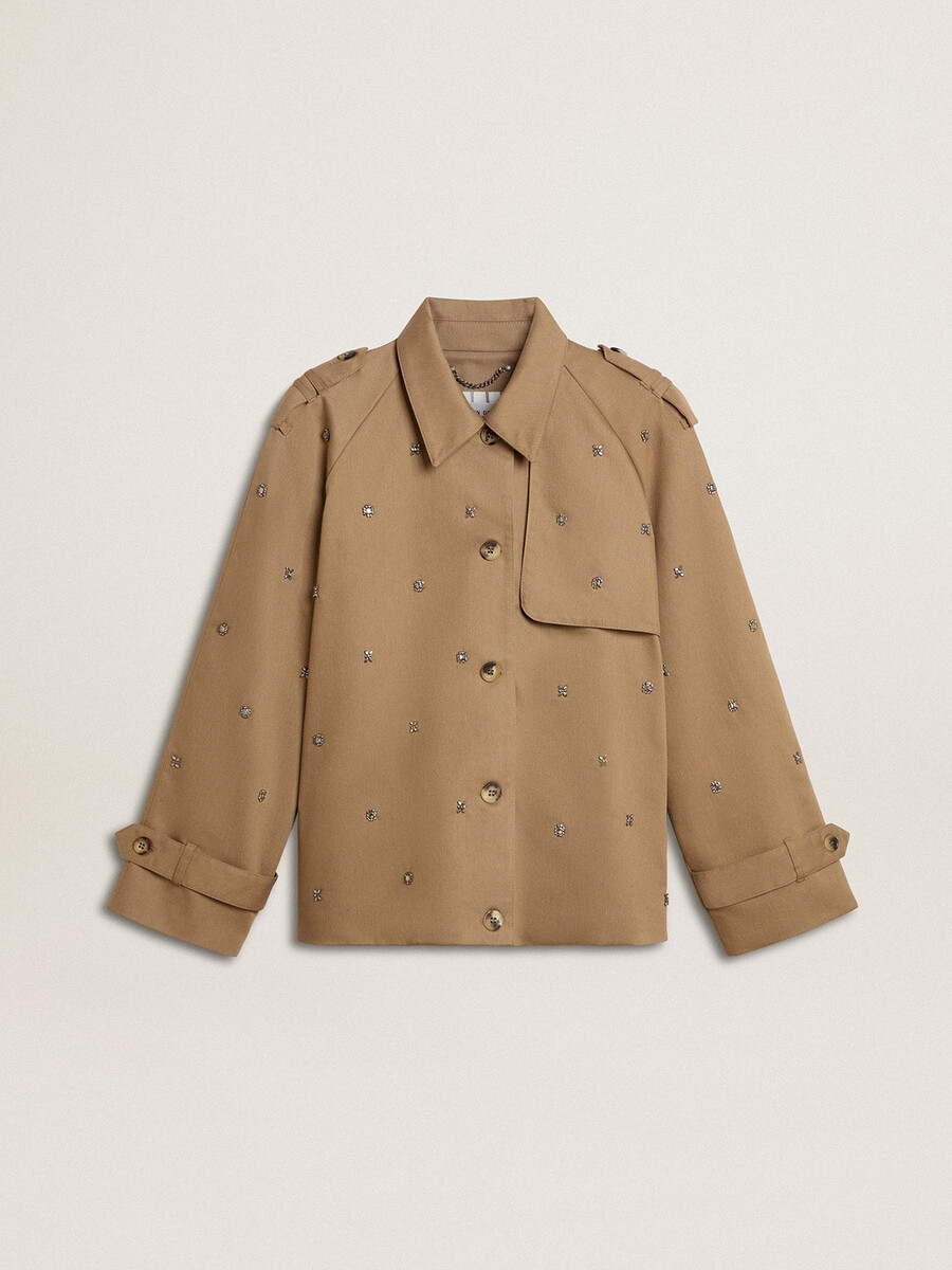 oversize-trenchcoat für damen mit kristallen