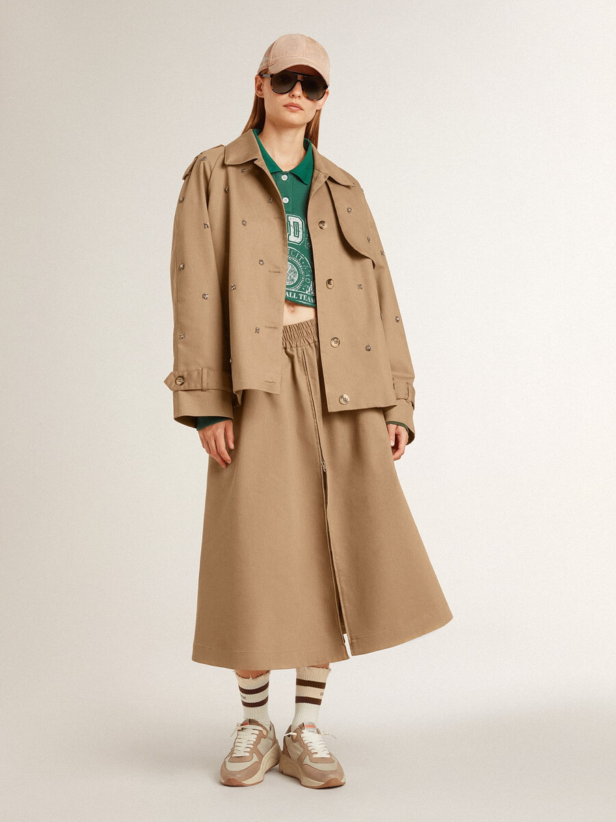 oversize-trenchcoat für damen mit kristallen