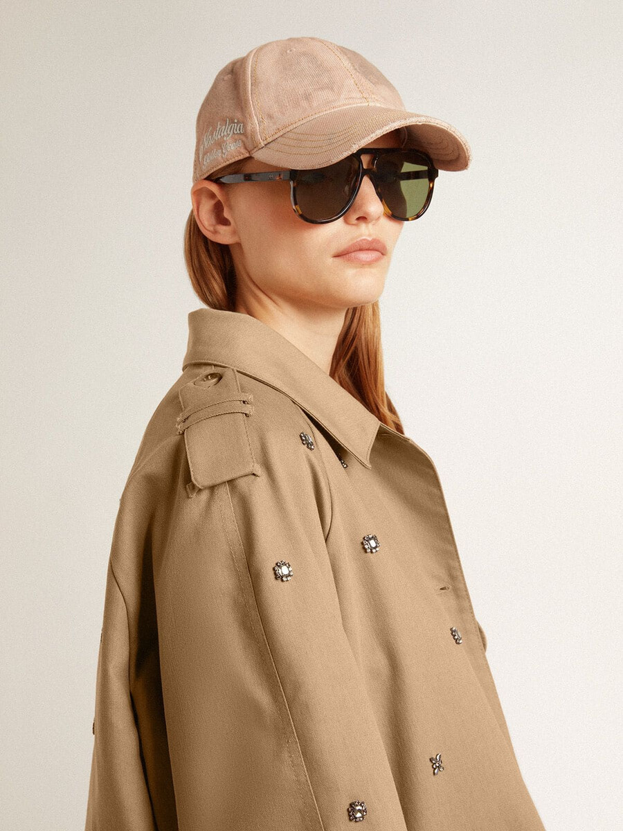 oversize-trenchcoat für damen mit kristallen
