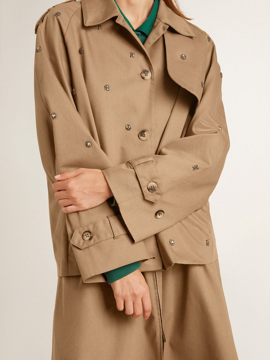 oversize-trenchcoat für damen mit kristallen