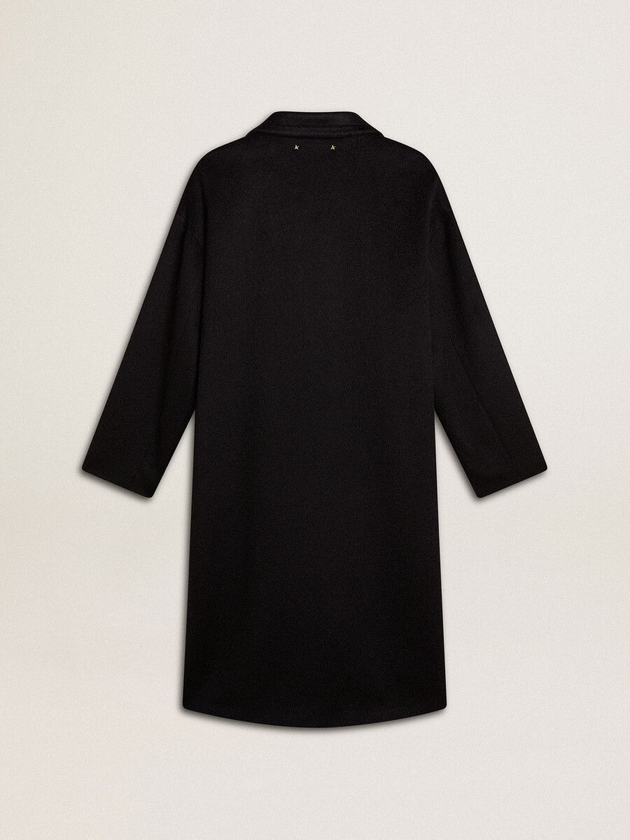 schwarzer einreihiger cocoon-mantel für damen