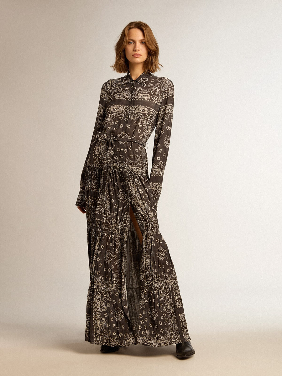 anthrazitgraues hemdkleid mit paisleymuster