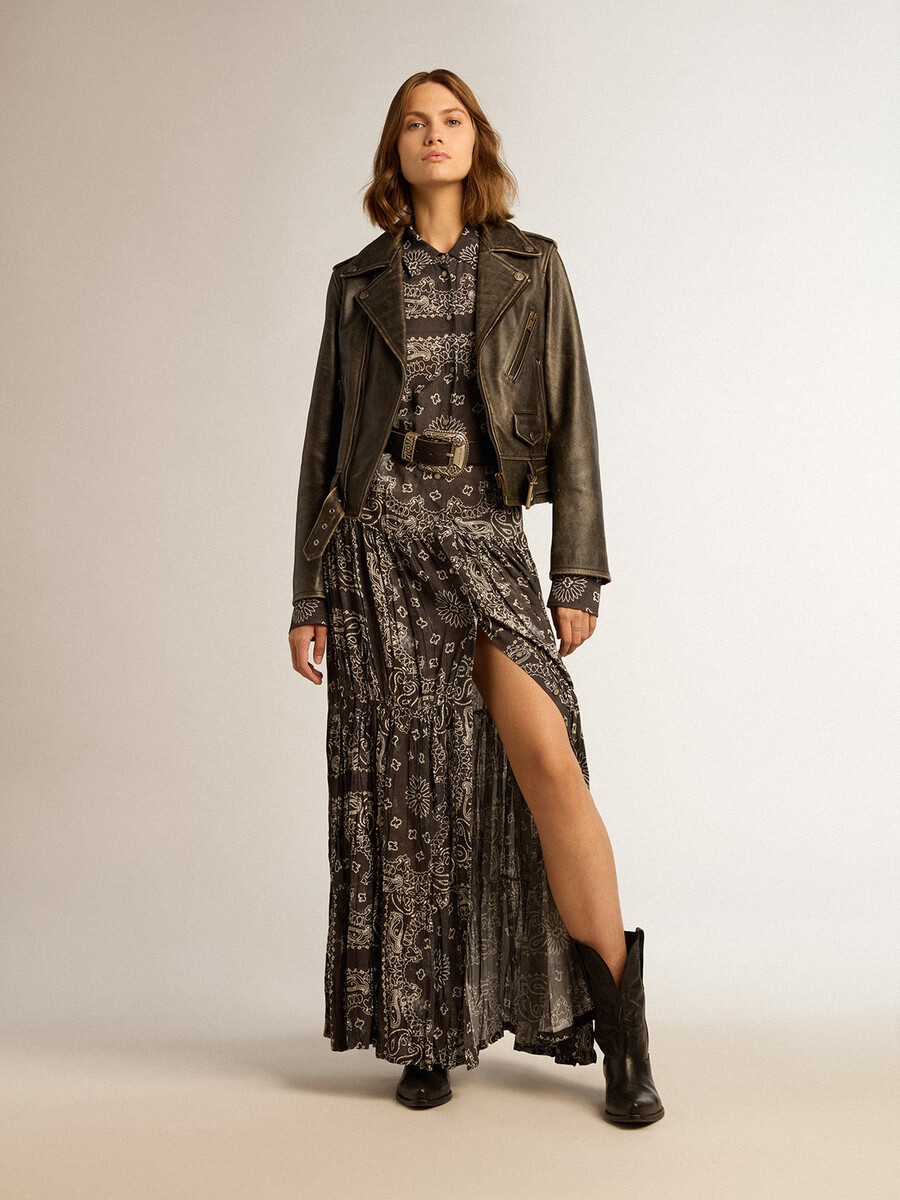 anthrazitgraues hemdkleid mit paisleymuster