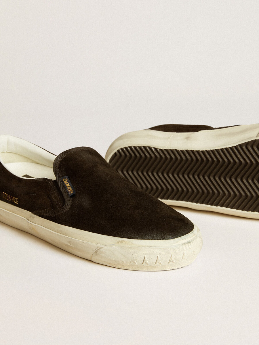 vce penstar herrenschuh aus schwarzem wildleder mit schwarzer leder-fersenlasche