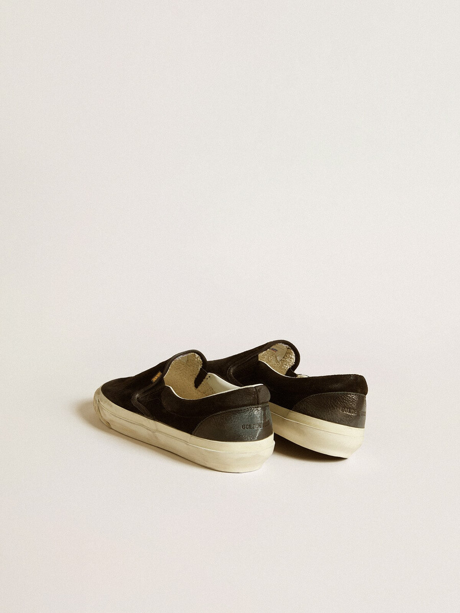 vce penstar herrenschuh aus schwarzem wildleder mit schwarzer leder-fersenlasche