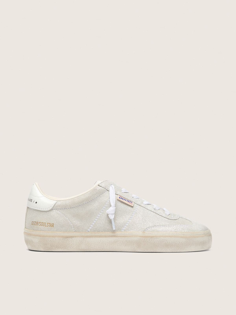 damen-sneaker soul star aus beigefarbenem wildleder mit weißer leder-fersenlasche