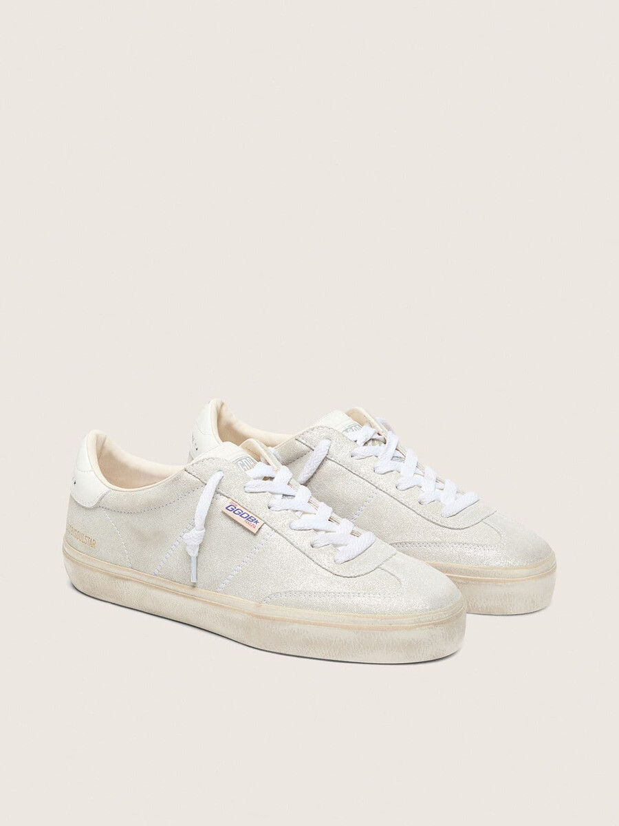 damen-sneaker soul star aus beigefarbenem wildleder mit weißer leder-fersenlasche