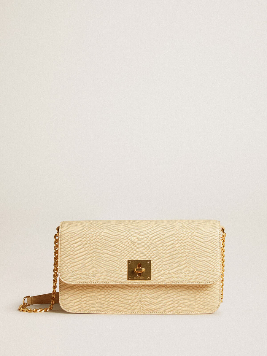 gioia-tasche aus vanillefarbenem schafsleder mit goldenen details