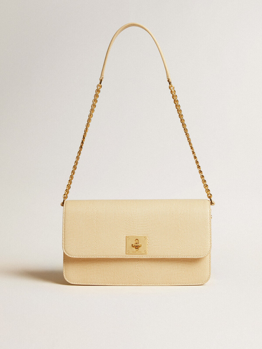gioia-tasche aus vanillefarbenem schafsleder mit goldenen details