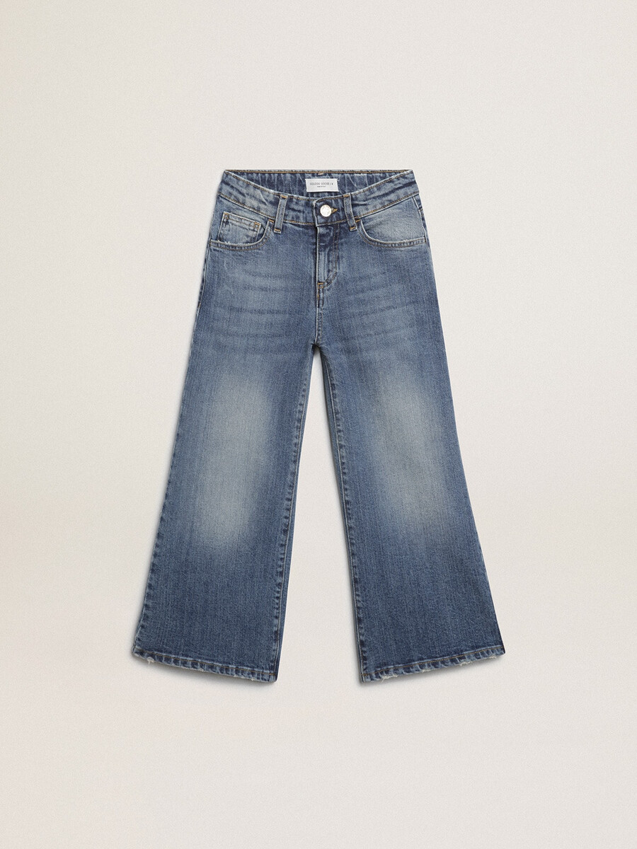 weit geschnittene jeans aus mittelblauem bull-denim